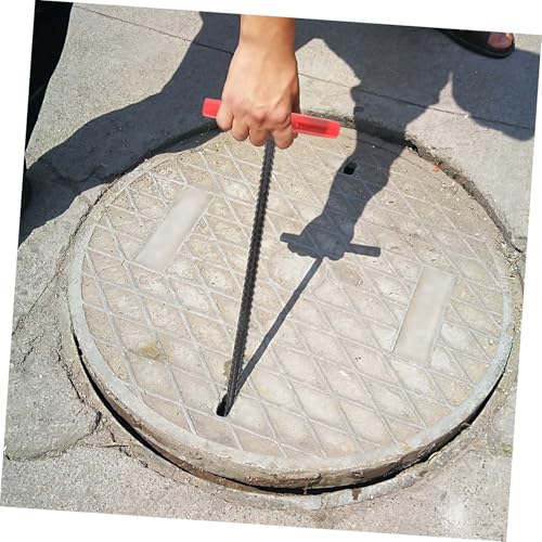 TOBBOMEY Schachtdeckel hebehaken aus Hochfestem Stahl mit Rutschfestem Gummigriff Kompatibel Vibrationsarm und Bodenschonend Robustes Werkzeug für Schwere Lasten und Einfache Handhabung von TOBBOMEY