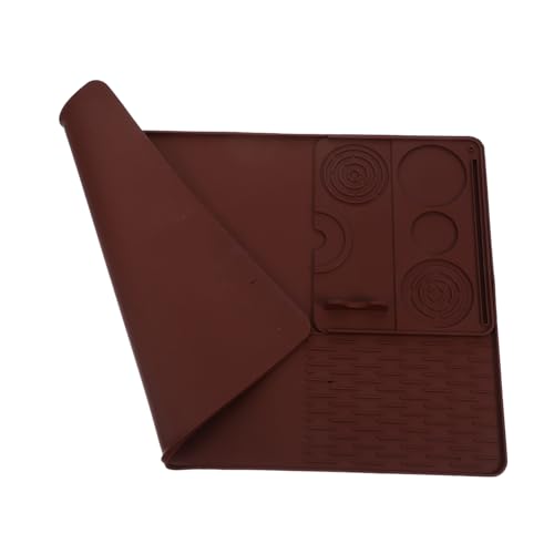 TOBBOMEY Silikon Kaffee Station Matte Rutschfest Hitzebeständig Großer Bar Mat mit Abnehmbarem Tamper Pad für Kaffeemaschine und Geschirrabtropfmatte von TOBBOMEY