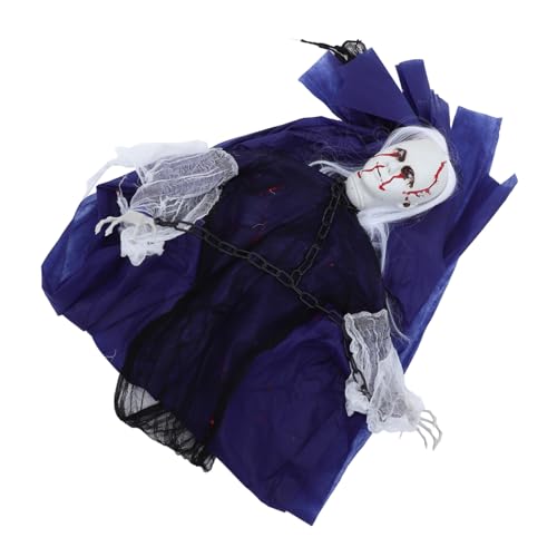 TOBBOMEY Soundaktivierte Halloween Deko Hängender Skelettgeist mit Led-Augen Wetterfeste Weiße Haare und Blutiges Gesicht Interaktives Outdoor-geisterdekor für Gruselige Haunted House TOBBOMEY Soundaktivierte Halloween Deko Hängender Skelettgeist mit Led-Augen Wetterfeste Weiße Haare und Blutiges Gesicht Interaktives Outdoor-geisterdekor für Gruselige Haunted House von TOBBOMEY