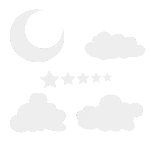 TOBBOMEY Spiegel-wandsticker Wolken Mond Sterne Selbstklebend Abnehmbar Lichtreflektierende Deko für Schlafzimmer Wohnzimmer Pflegeleicht ohne Werkzeuge Silbernes Design von TOBBOMEY