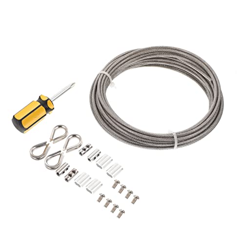 TOBBOMEY Stahlseil Set mit Drahtseil Klemme und Schlaufe Edelstahl Kabelseil für Geländer Gartenzaun Outdoor Hängesystem Robustes Drahtseil Kit für Vorhänge Pflanzen und Dekorationen von TOBBOMEY