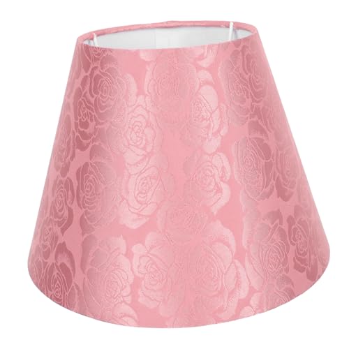 TOBBOMEY Stickerei Lampenschirm aus Stoff Kompatibel Retro Textil Lampenschirm für Nachttischlampe Schlafzimmer Wohnzimmer Langlebig und Einfach zu Montieren Tiefrosa Einzeln Verpackt von TOBBOMEY