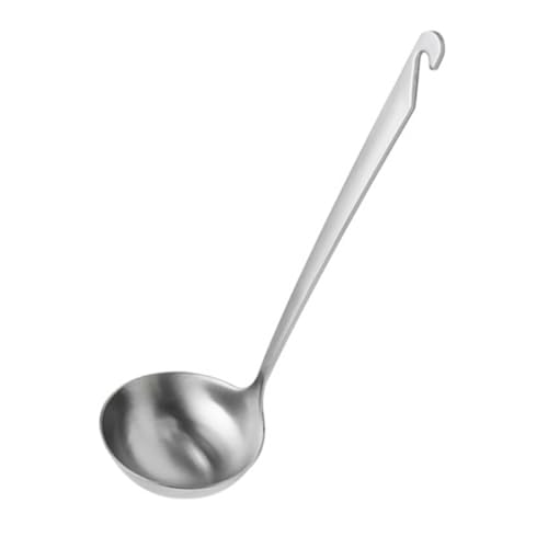 TOBBOMEY Suppenkelle aus Edelstahl mit Langem Griff Rostfrei Hitzebeständig Verschleißfest Glatte Oberfläche Komfortabler Griff zum Servieren und Kochen von Suppen und Eintöpfen von TOBBOMEY