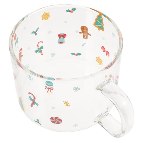 TOBBOMEY Transparenter Weihnachtsglasbecher Milchbecher Frühstückstasse Mehrzweckglas Festliches Design für Kaffee Tee Wasser und Heiße Getränke von TOBBOMEY