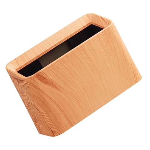 TOBBOMEY Vintage Desktop Mülleimer aus Holzoptik Kleiner Kreativer Abfalleimer für Küche Büro Wohnzimmer Tragbarer Papierkorb für Schreibtisch und Haushalt Multifunktionaler Tisch von TOBBOMEY