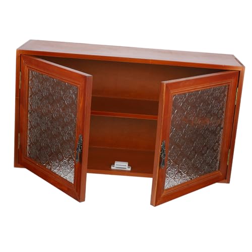 TOBBOMEY Vintage Holz Aufbewahrungsschrank mit Glasfront Stabiles Küchenregal für Arbeitsplatte Lagiger Küchenschrank zur Organisation von Tassen Gewürzen und Geschirr Langlebig und von TOBBOMEY