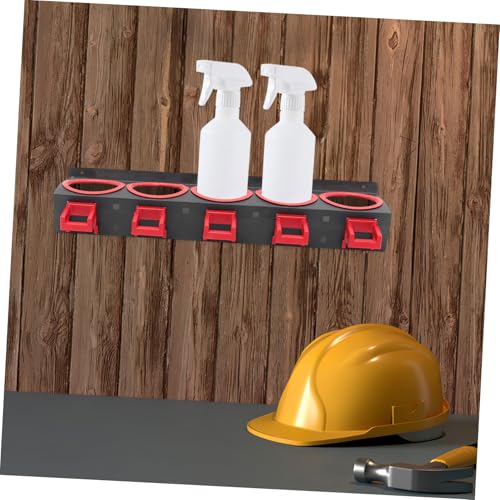 TOBBOMEY Wandmontiertes Sprühflaschenregal aus Robustem Eisen mit Kunststoffhaken Aufbewahrungsrack für Autopflege Werkstatt Vielseitig für Sprühflaschen Wachsdosen und Scheuermaterial von TOBBOMEY