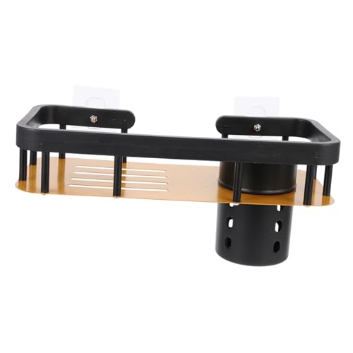 TOBBOMEY Wandregal ohne Bohren und Rostfrei Multifunktionales Aufbewahrungsregal für Badezimmer und Wohnzimmer Schnelltrocknend Einfach zu Reinigen Platzsparend Schwarz goldfarben von TOBBOMEY