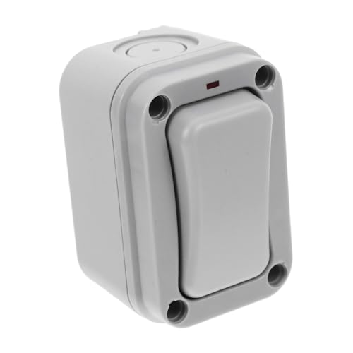 TOBBOMEY Wasserdichter Türgong Schalter mit Integrierter LED Beleuchtung Wetterfester Außenwand Schalter für DIY Installation Robust für Garten und Patio Dunkelgrau von TOBBOMEY