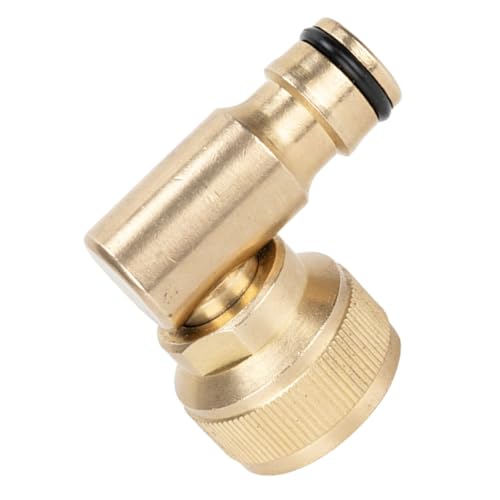 TOBBOMEY Wasserhahn Adapter Messing Winkel Verbinder mit Drehgelenk Schlauchanschluss für Garten Wasserschlauch Schnelle Installation und Leckagesicher von TOBBOMEY