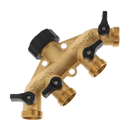TOBBOMEY Wege Gartenschlauchverteiler aus Reinem Messing Robuster Schlauchadapter mit Kugelhähnen Wasserdichter Garten Wasserhahn Verteiler für Bewässerung und Außenbereich Teiliges von TOBBOMEY