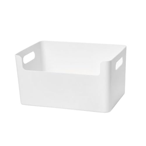 TOBBOMEY Weiße Aufbewahrungsbox mit Griff für Küche und Bad Große Kapazität Desktop Organizer Box Vielseitiger Kunststoffkorb zur Ordentlichen Aufbewahrung von Haushalts Bürobedarf von TOBBOMEY