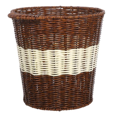 TOBBOMEY Woven Office Trash Basket mit Imitation Rattan Design Großer Abfalleimer für Badezimmer und Arbeitsbereiche Atmungsaktiver Geruchsreduzierender Mülleimer für Saubere Arbeitsplätze TOBBOMEY Woven Office Trash Basket mit Imitation Rattan Design Großer Abfalleimer für Badezimmer und Arbeitsbereiche Atmungsaktiver Geruchsreduzierender Mülleimer für Saubere Arbeitsplätze von TOBBOMEY