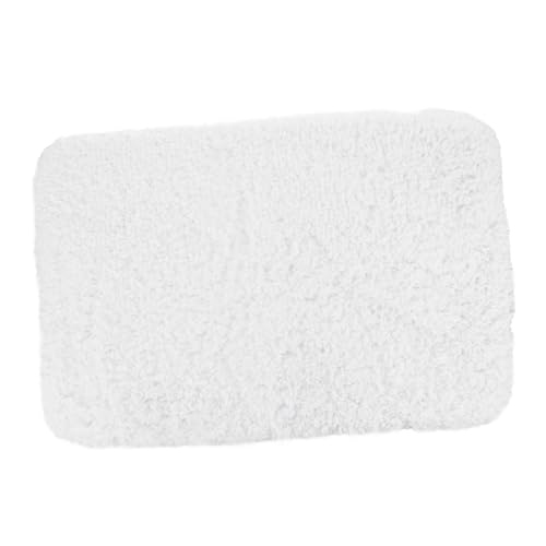 TOBBOMEY rutschfeste Badematte Weiß Badteppich mit Hoher Wasseraufnahme Weicher Badezimmerteppich Maschinenwaschbar Schnell Trocknend Sicherer Badvorleger für Dusche und Badewanne von TOBBOMEY