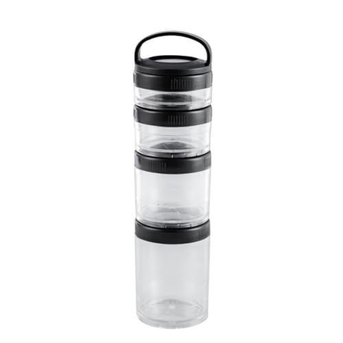 TOBEOME Stapelbare Snackbehälter für Kinder und Erwachsene, 4 Stapelbare Snackbecher für Schule und Reisen Transparent Schwarz Robust Einfach zu Bedienen von TOBEOME
