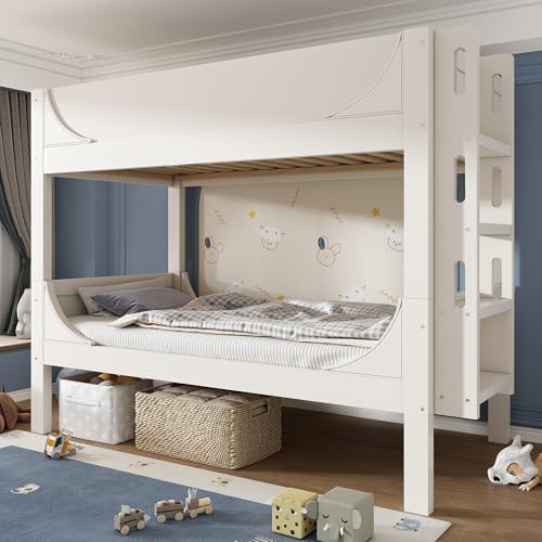 TOBIDOEN Etagenbett 90x200 cm mit 4-Stufiger Leiter für Flexiblen Einbau am Kopf- oder Fußende, Trennbares Kinderbett mit Schlitten-Design, Umbaubar in 2 Einzelbetten, Weiß, Ohne Matratze TOBIDOEN Etagenbett 90x200 cm mit 4-Stufiger Leiter für Flexiblen Einbau am Kopf- oder Fußende, Trennbares Kinderbett mit Schlitten-Design, Umbaubar in 2 Einzelbetten, Weiß, Ohne Matratze von TOBIDOEN