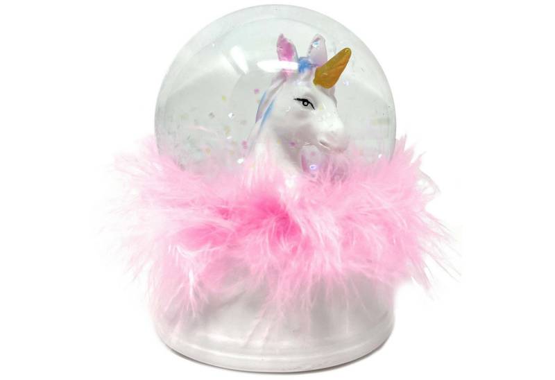 AMLI Schneekugel Schneekugel Einhorn Glas Glitzer, Snowglobe Glitzerkugel Unicorn mit Licht von AMLI