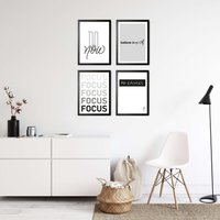 4Er Poster Set Motivation Modern - Kunstdruck Premium Papier Inkl. Geschenkverpackung | Wandbild Sprüche Deko Ohne Rahmen By Tobja® von TOBJAde