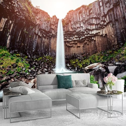 Klippen-Wasserfall-Landschaftstapete Wohnzimmerdekoration Schälen Und Stock Wohnzimmer Tv Sofa Hintergrund 200cm(W)×140cm(H) von TOCECO