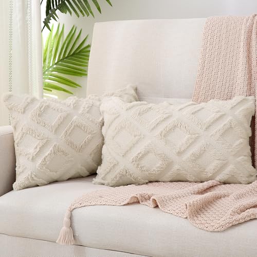 TOCOMOA 2 Stück Boho Kissenbezug 30x50 Beige - Flauschig Zierkissen Kissenbezüge aus Polyester, Dekorative Sofakissen Kissenhülle Gefühl in Wolle und Samt, Dekokissen Bezug für Sofa Schlafzimmer TOCOMOA 2 Stück Boho Kissenbezug 30x50 Beige - Flauschig Zierkissen Kissenbezüge aus Polyester, Dekorative Sofakissen Kissenhülle Gefühl in Wolle und Samt, Dekokissen Bezug für Sofa Schlafzimmer von TOCOMOA