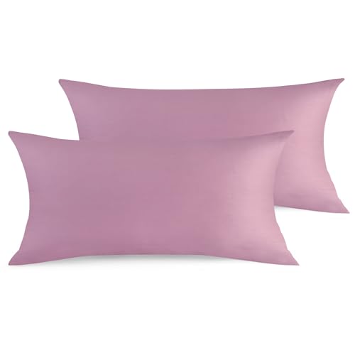 TOCOMOA Kissenbezug 40 x 80 Baumwolle 2er Set - Kissenbezüge Weich und Atmungsaktiv, Kopfkissenbezug 40x80cm mit Reißverschluss, Renforcé Kissenhülle Rosa von TOCOMOA