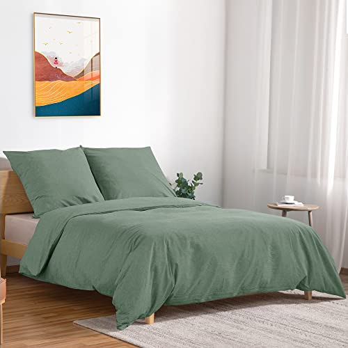 TOCOMOA Bettwäsche 135x200 4teilig Baumwolle - Grün Bettwäsche-Sets mit Reißverschluss, 2 mal Bettbezug 135 x 200 cm + 2 mal Kissenbezug 80x80 cm Weich und Atmungsaktiv von TOCOMOA
