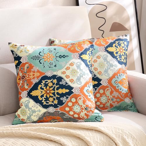 TOCOMOA Kissenbezug 40x40 2er Set - Kissenbezüge Bunt Paisley Muster, Kopfkissenbezug 40x40 cm mit Reißverschluss, Oeko-TEX Zertifiziert, Weich und Hypoallergen Kissenhülle Orange TOCOMOA Kissenbezug 40x40 2er Set - Kissenbezüge Bunt Paisley Muster, Kopfkissenbezug 40x40 cm mit Reißverschluss, Oeko-TEX Zertifiziert, Weich und Hypoallergen Kissenhülle Orange von TOCOMOA