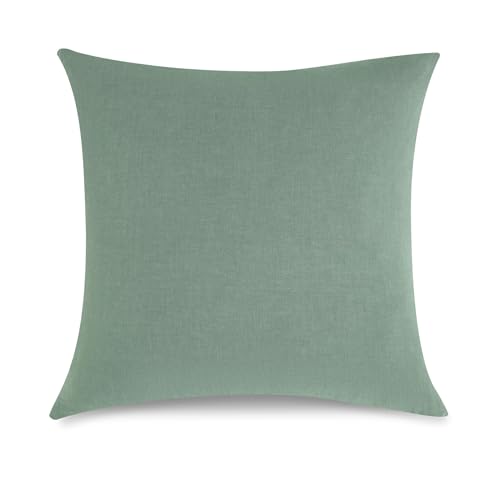 TOCOMOA Kissenbezug 50x50 cm 300 Fadenzahl, 2er Set Grau Kissenbezüge-100% Gewaschene Baumwolle Weicher und Verdickter Kopfkissenbezug Öko-Tex Zertifiziert mit Reißverschluss von TOCOMOA