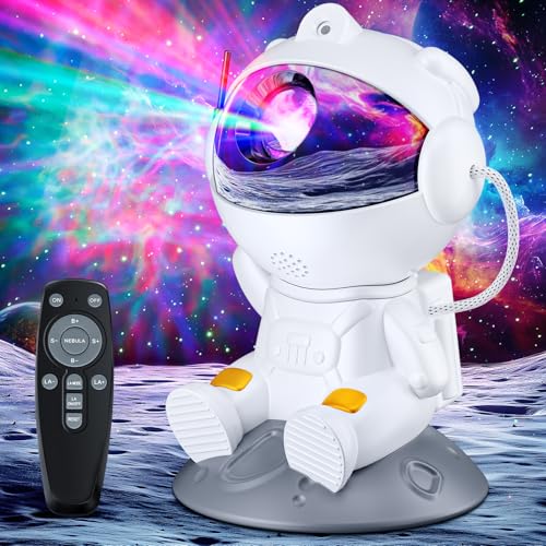 TOCVEOE Astronaut Sternenhimmel Projektor LED Sternenproject mit 8 Nebelmode 2 Sternenmode Fernbedienung 360° drehbar Heimkino Beleuchtung Schlafzimmer Projektor Lampe Kinder Erwachsene Geschenk von TOCVEOE