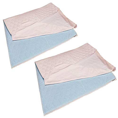 TODA 2er Set wasserdichte waschbare saugfähige Inkontinenzauflage ca 75x80 cm Matratzenauflage Inkontinenz Unterlage Nässeschutz, Matratzenschutz- Auflage mit seitlichen Flügeln und Einstecktüchern von InvaXe