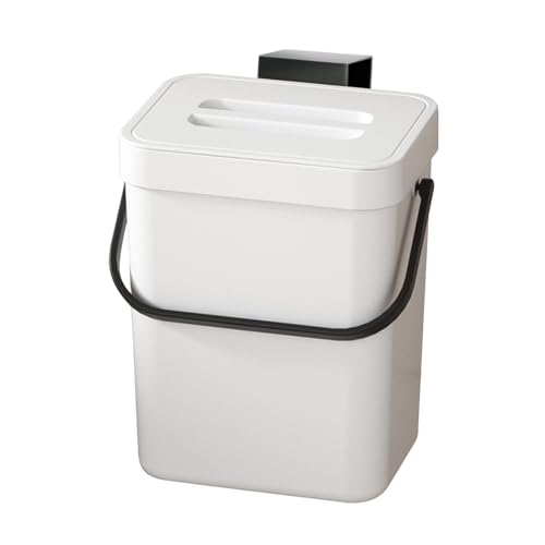 TODAYGO Rechteckiger Mülleimer mit Deckel, Geruchsdichtung, robust und leicht, für Küche, Bad, Wohnmobil, Büro, Weiß, 5 l von TODAYGO