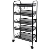 Aufbewahrungswagen, Home Organizer, 5 Lagen, 104 x 46 x 27 cm, Schwarz, Material: Eisen von TODECO