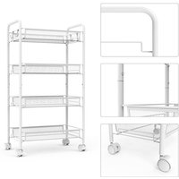 Lagerwagen, Aufbewahrungsmöbel, 4 Lagen, 83,5 x 46 x 27 cm, Weiß, Material: Eisen - Weiß von TODECO