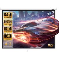 Leinwand, Hängeleinwand 90' Zoll 137 x 183 cm, Format 4:3, Heimkino mit 4K Full hd 3D, manuelle Rolloleinwand für Heimkino und Präsentation Leinwand, Hängeleinwand 90' Zoll 137 x 183 cm, Format 4:3, Heimkino mit 4K Full hd 3D, manuelle Rolloleinwand für Heimkino und Präsentation von TODECO