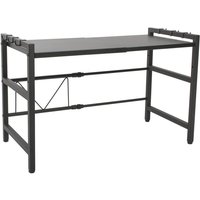 Mikrowellenregalständer, Mikrowellen Regal ständer Einstellbar Länge und Höhe, Multifunktion Platzsparende Küchen Arbeitsplatten, mit 6 Haken von TODECO