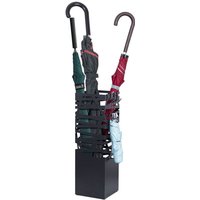 Regenschirmständer aus Metall mit Ausschnittmuster, quadratischer Schirmständer mit 4 Haken und Wasserauffangschale herausnehmbar, für Eingang, Haus, von TODECO
