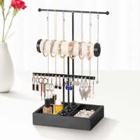 Schmuckständer, T Form Schmuckbaum Kettenständer Ohrringständer Schmuck Organizer 3 Ebenen mit Tablett für Ketten, Ohrringen, Ringen, Uhren, von TODECO