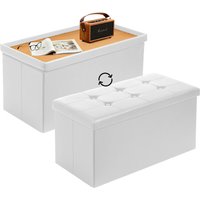 Todeco - Sitzbank mit Stauraum Sitztruhe, Aufbewahrungstruhe mit 2 in 1 Deckel, Fußhocker faltbar aus Kunstleder, Sitzhocker 80 Liter für Wohnzimmer von TODECO