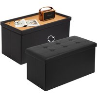 Sitzbank mit Stauraum Sitztruhe, Aufbewahrungstruhe mit 2 in 1 Deckel, Fußhocker faltbar aus Kunstleder, Sitzhocker 80 Liter für Wohnzimmer von TODECO