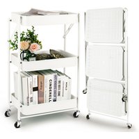 Klappbarer Rollwagen, Nischenregal Nischenwagen 3 Ebenen, Faltbares Küchenwagen mit Rollen, Servierwagen für Küche, Babyzimmer, Bad, Büro, Garderobe, von TODECO