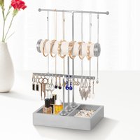 Schmuckständer, t Form Schmuckbaum Kettenständer Ohrringständer Schmuck Organizer 3 Ebenen mit Tablett für Ketten, Ohrringen, Ringen, Uhren, von TODECO