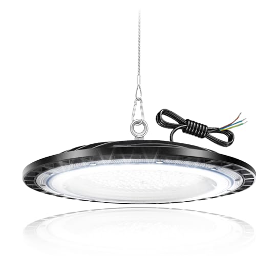 150W Werkstattlampe LED Hallenbeleuchtung UFO Industrielampe IP66 Wasserdicht Werkstattleuchte Hallen Strahler im Innen-und Außenbereich 6500K LED High Bay Licht für Garagenlampe Lagerhaus Fabriken von TODEHI