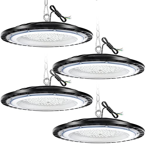 4Pack 200W LED Hallenbeleuchtung UFO Industrielampe Werkstattlampe IP65 Wasserdicht Werkstattleuchte Hallen Strahler Innen-und Außenbereich 6500K LED High Bay für Garagenlampe Warenhaus Fabriken von TODEHI