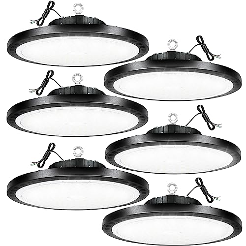 6Pack 100W LED Hallenbeleuchtung UFO Industrielampe Werkstattlampe IP66 Wasserdicht Werkstattleuchte Hallen Strahler Innen-und Außenbereich 6500K LED High Bay für Garagenlampe Warenhaus Fabriken von TODEHI