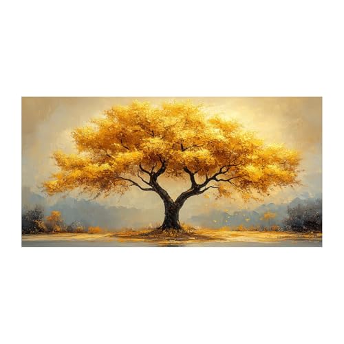 TODOAA Abstrakt Baum Des Lebens Wanddeko Graffiti Großes Baumbild Wohnzimmer Poster & Kunstdrucke Leinwand Gemälde Moderne Wand Für Die Bilder Heimbüro(Golden)-50x100cm Ungerahmt von TODOAA