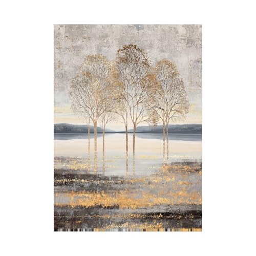 TODOAA Abstrakt Baum Des Lebens Wanddeko Retro Einfaches Baumbild Wohnzimmer Poster & Kunstdrucke Leinwand Gemälde Moderne Wand Für Die Bilder Heimbüro(Golden)-60x90cm Ungerahmt von TODOAA