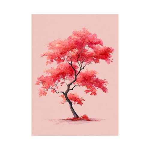 TODOAA Abstrakt Baum Des Lebens Wanddeko Wunderschöne Baumlandschaft Wohnzimmer Poster & Kunstdrucke Leinwand Gemälde Moderne Wand Für Die Bilder Heimbüro(rot)-20x30cm Ungerahmt von TODOAA