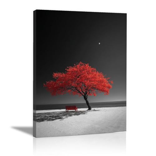 TODOAA Abstrakt Wohnzimmer Wanddeko Winter Abstraktes Baumkunstwerk Baum Des Lebens Bild,Poster & Kunstdrucke Leinwand Gemälde Moderne Wand Für Die Bilder(rot)-40x60cm Gerahmt von TODOAA
