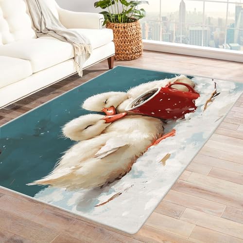 TODOAA Abstraktes Teppich Wohnzimmer Niedliches Tier Jungen Mädchen Zimmer rutschfest Kurzflor Schlafzimmer Teppiche, Waschbar Minimalistisch für Kinderzimmer Büro Bereich(weiß)-180x240cm von TODOAA