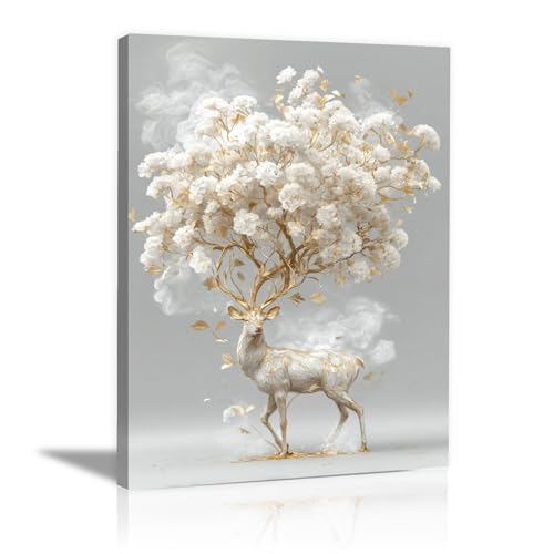 TODOAA Baum Des Lebens Wanddeko Wohnzimmer Abstraktes Tierbaum-Kunstwerk Bild Poster & Kunstdrucke -Abstrakte Leinwand Gemälde Bilder Moderne Wand Poster (weiß)-20x30cm Gerahmt von TODOAA